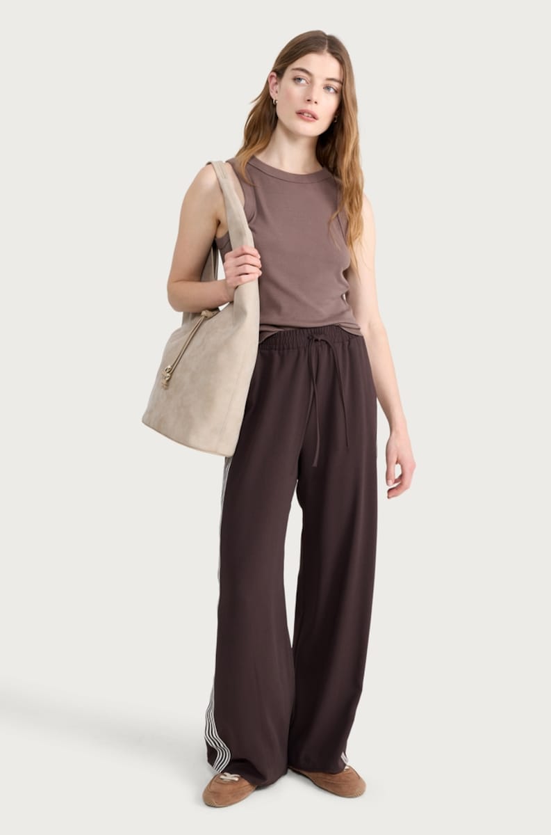 image 1 of F&F Cotton Rich Ribbed Racerback Vest in Mink