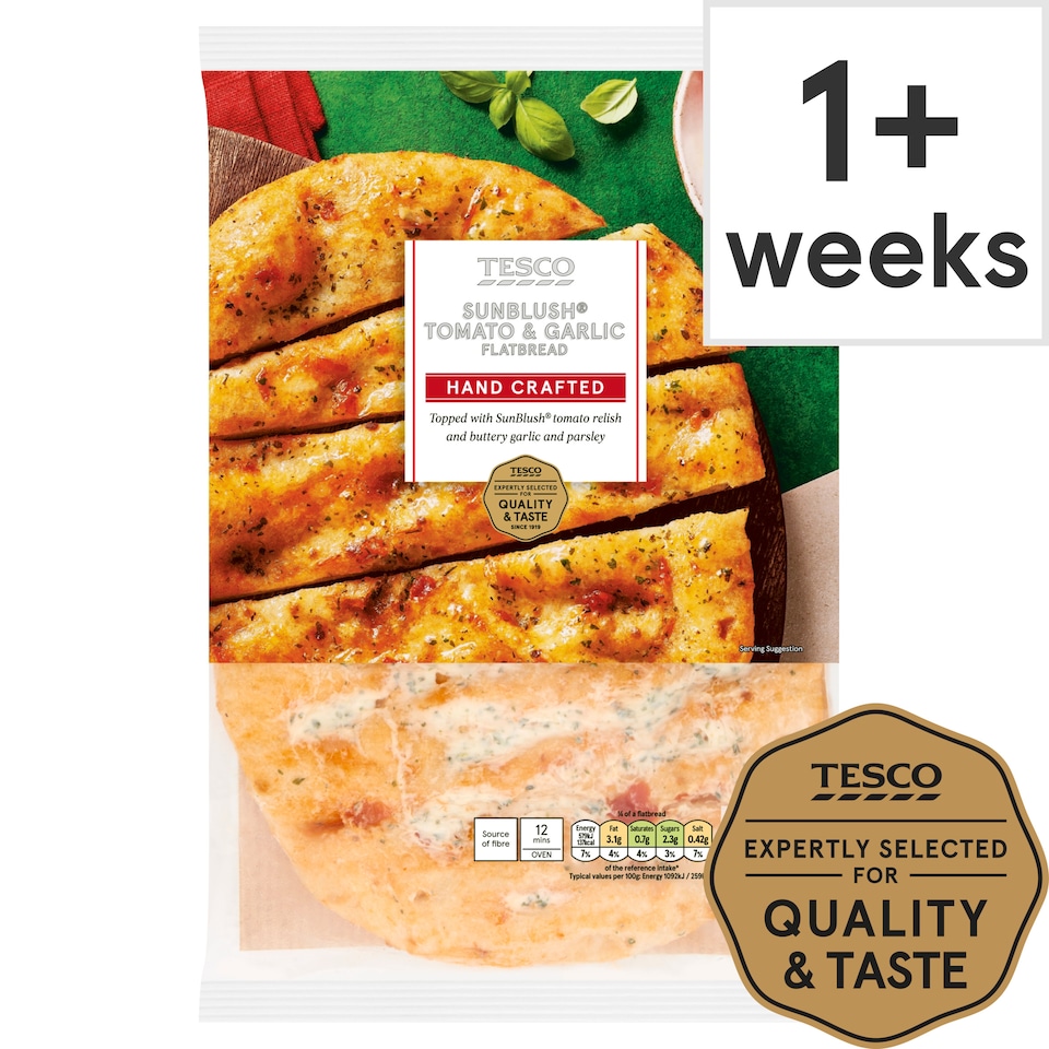 Tesco Sunblush Tomato & Garlic Flatbread 235 G