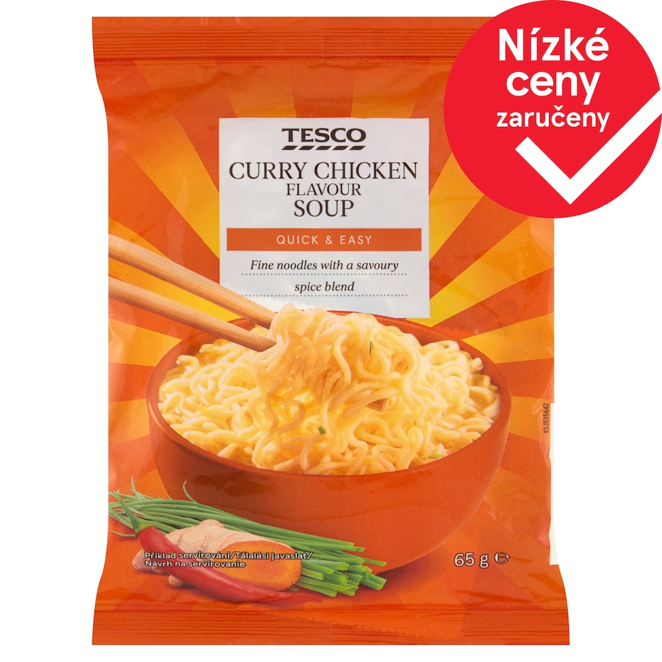 Tesco Instantní nudlová polévka s kuřecí a kari příchutí 65g