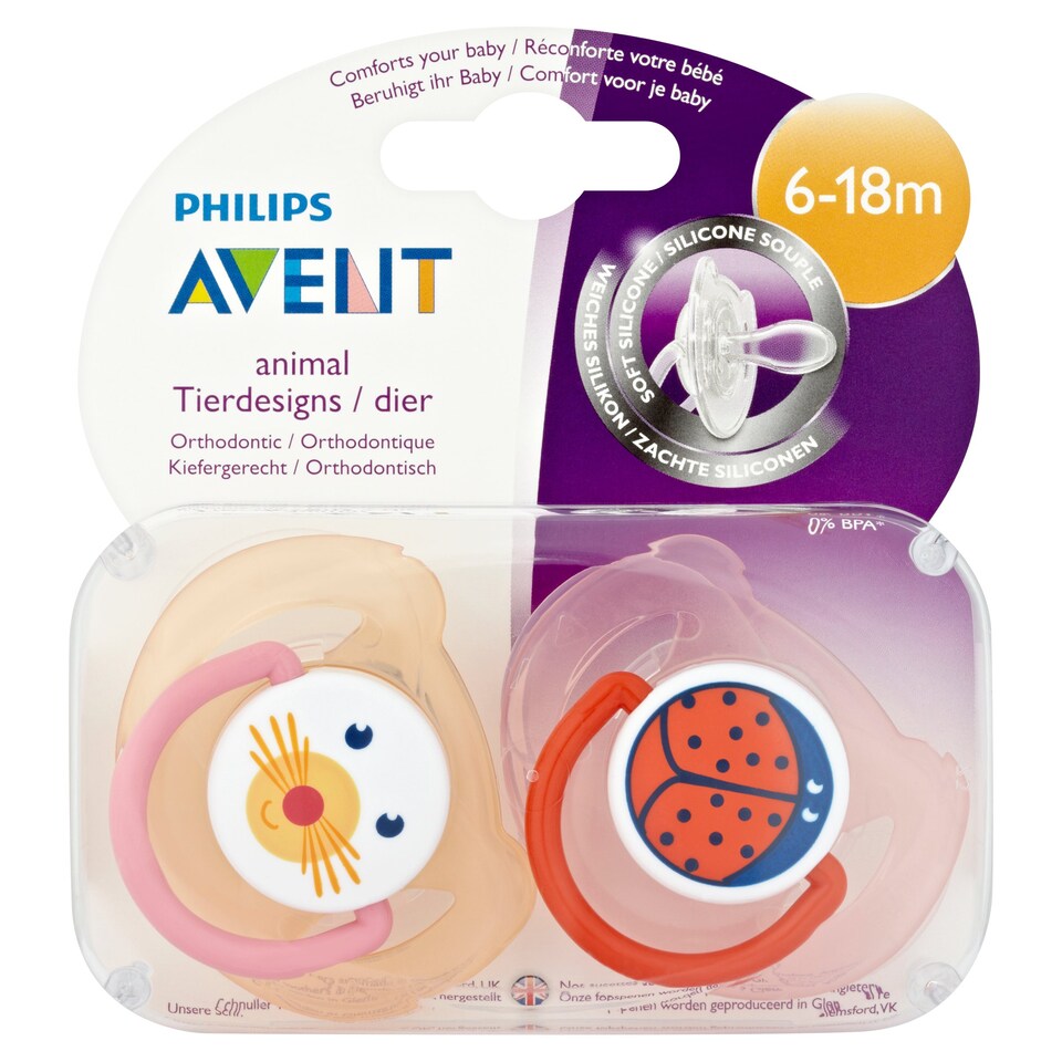 Avent Soother Animal 6-18 Month X2