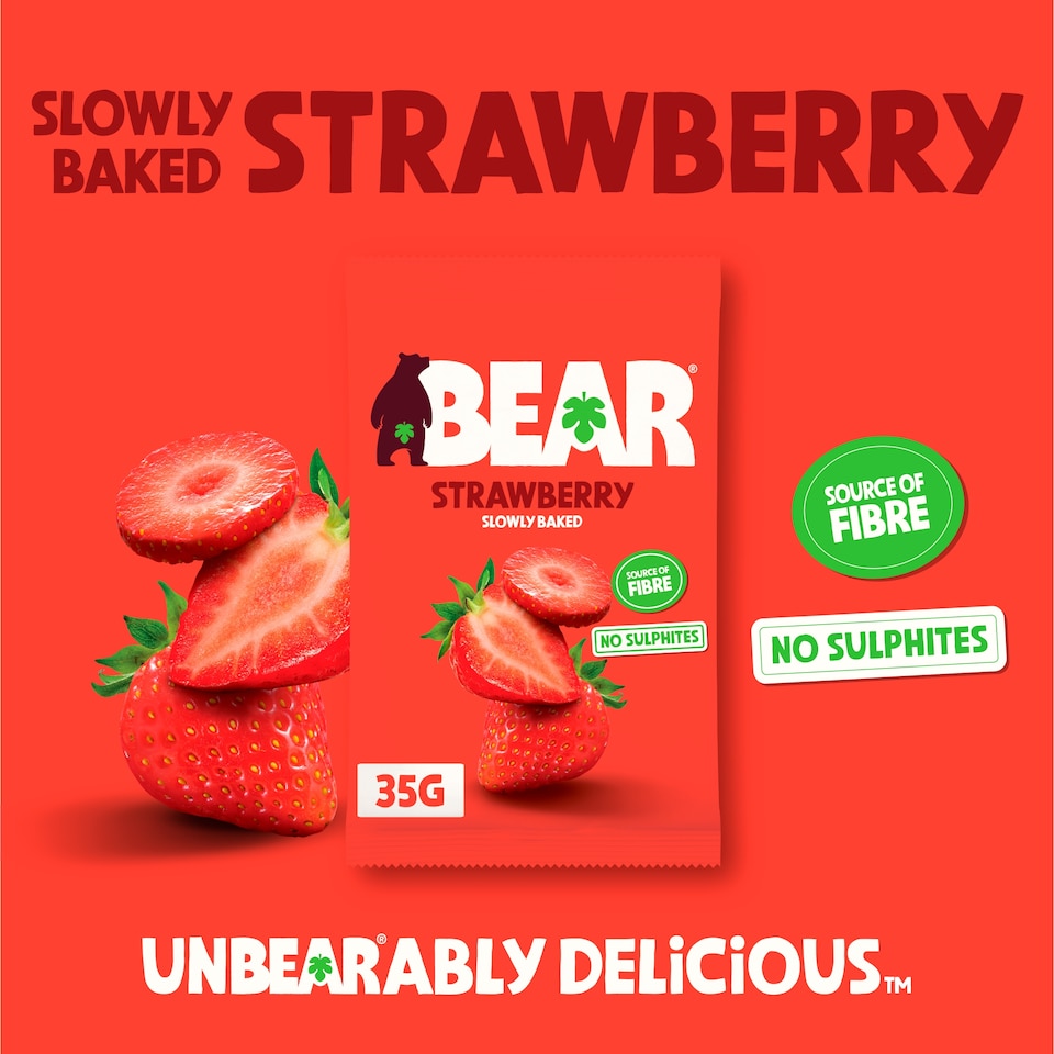 image 1 of BEAR Fruit Dried Strawberries Snack Pack 35g