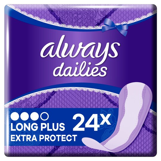 Always Dailies Long Plus Panty Liners 24 Pack Tesco Groceries