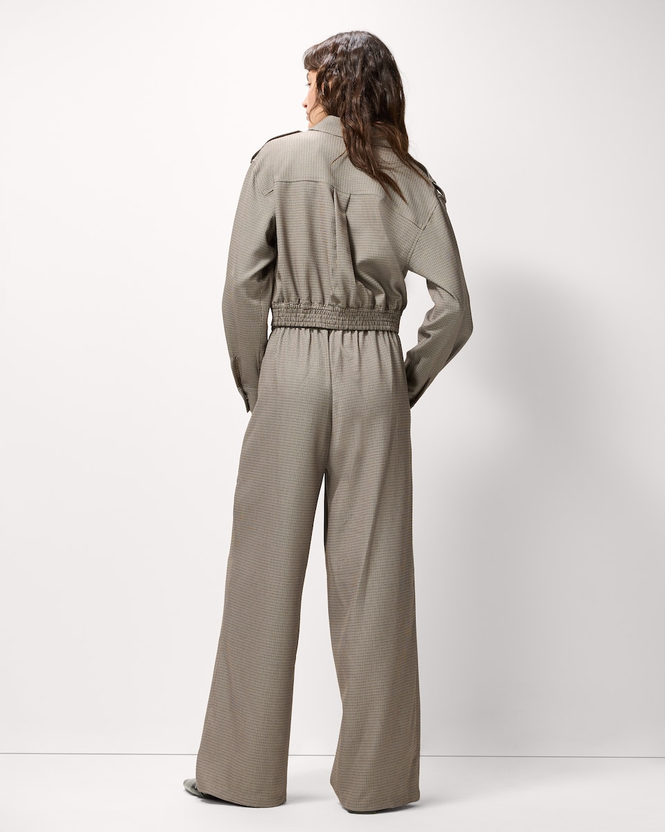 image 1 of F&F Checked Pleated Wide Leg Co-ord Trousers in Multi Brown