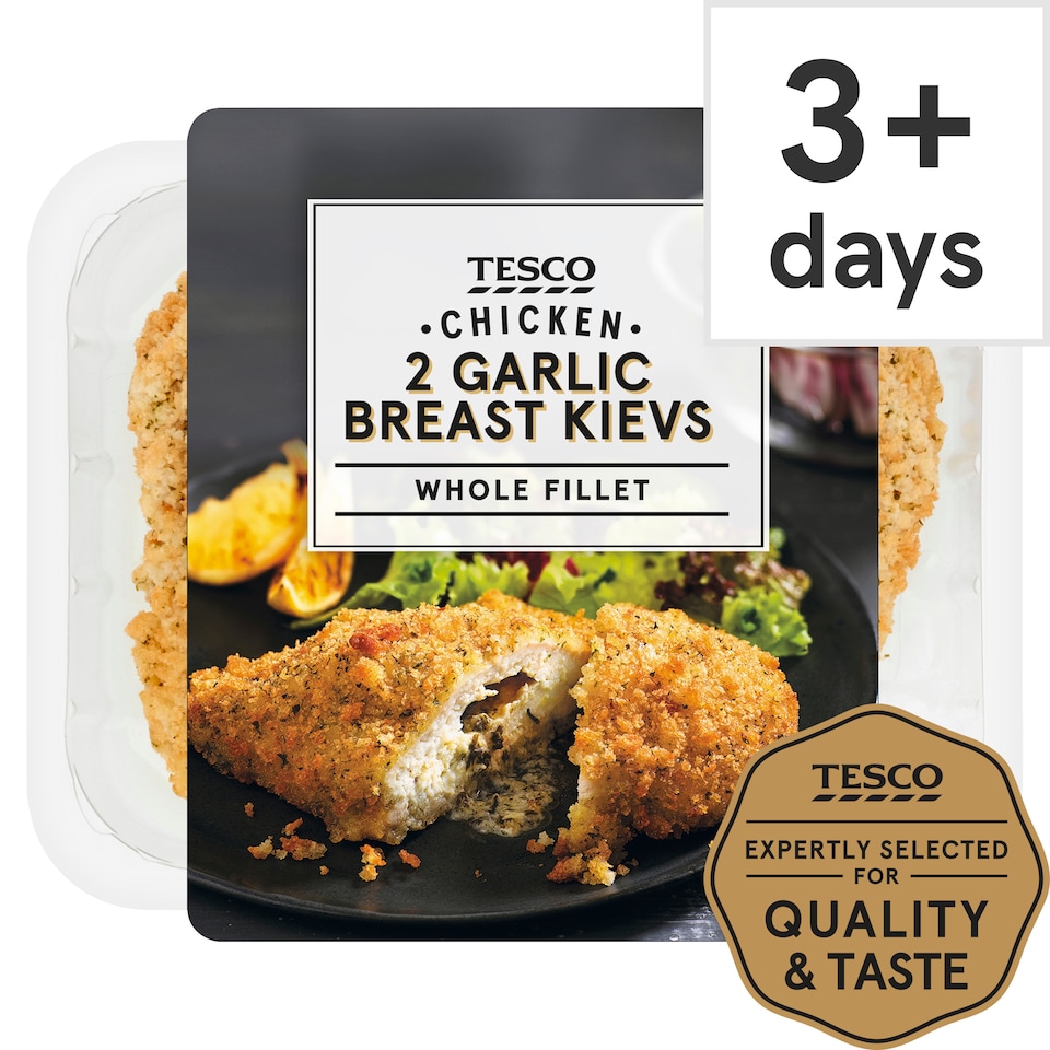 Tesco Garlic Breaded Chicken Fillet Kievs 2 Pack 375G