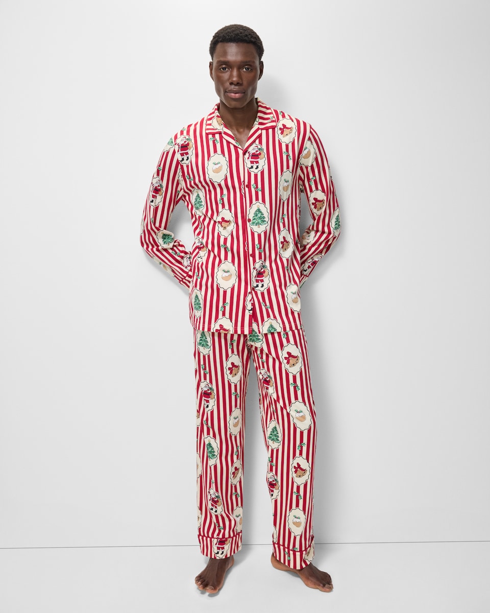 image 1 of Christmas Pure Cotton Striped Matching Family Pyjama Set in Multi Red