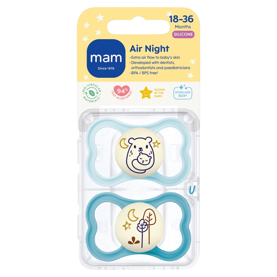 image 1 of MAM AIR NIGHT 18-36M SOOTHER 2 Pack