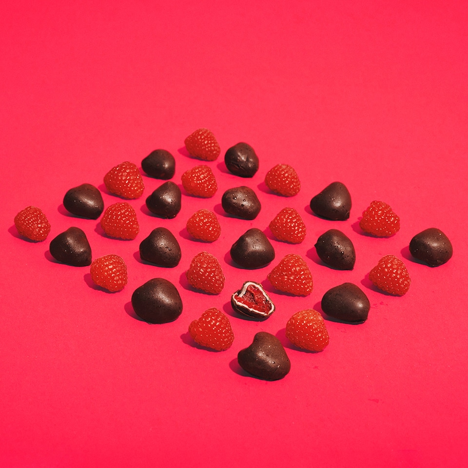 image 1 of trüfrü  Raspberry White & Dark Chocolate 200g