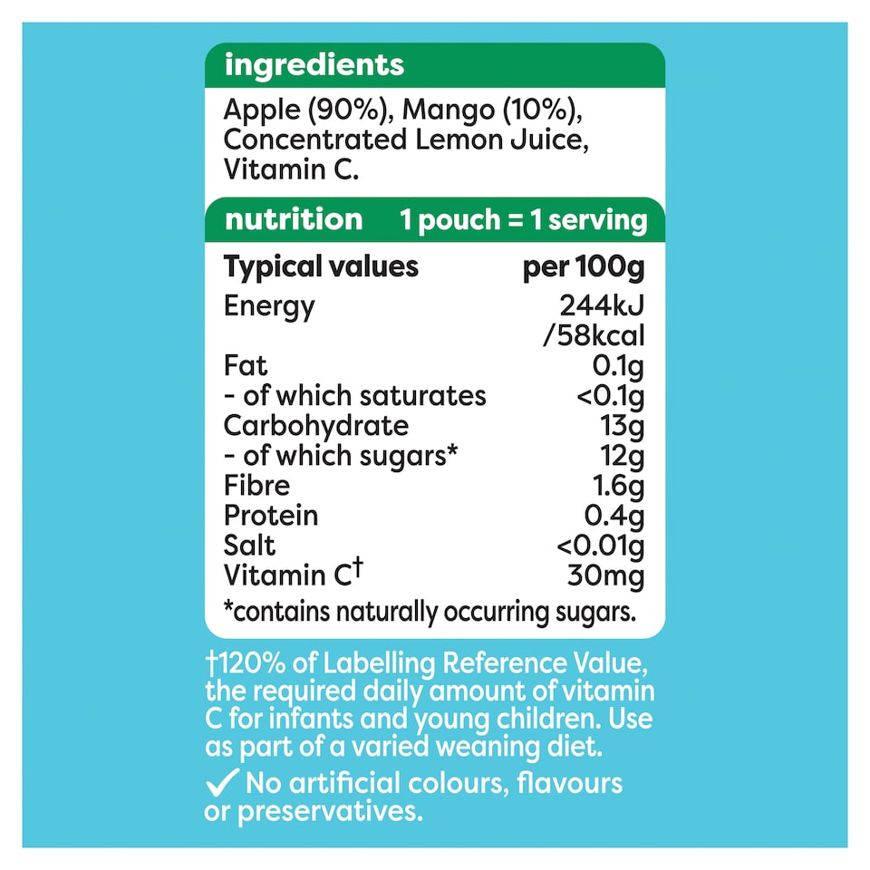 image 1 of Heinz Apple & Mango Baby Food Fruit Puree Pouch 100g