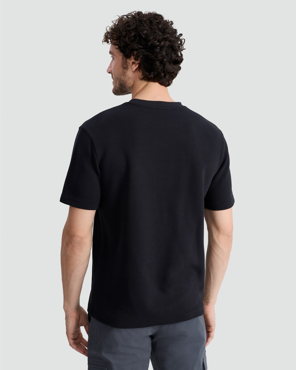 image 1 of The F&F Edit Cotton Rich Ribbed Short Sleeved T-Shirt in Black
