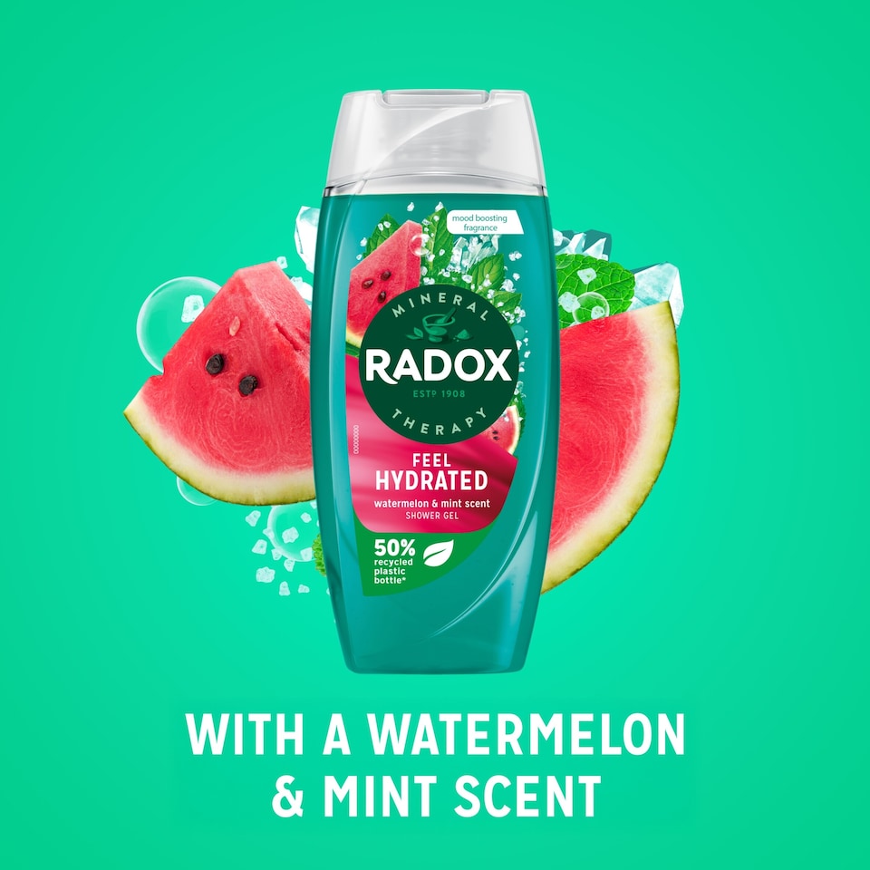 image 1 of Radox Watermelon & Mint Feel Hydrated Shower Gel Body Wash 225ml