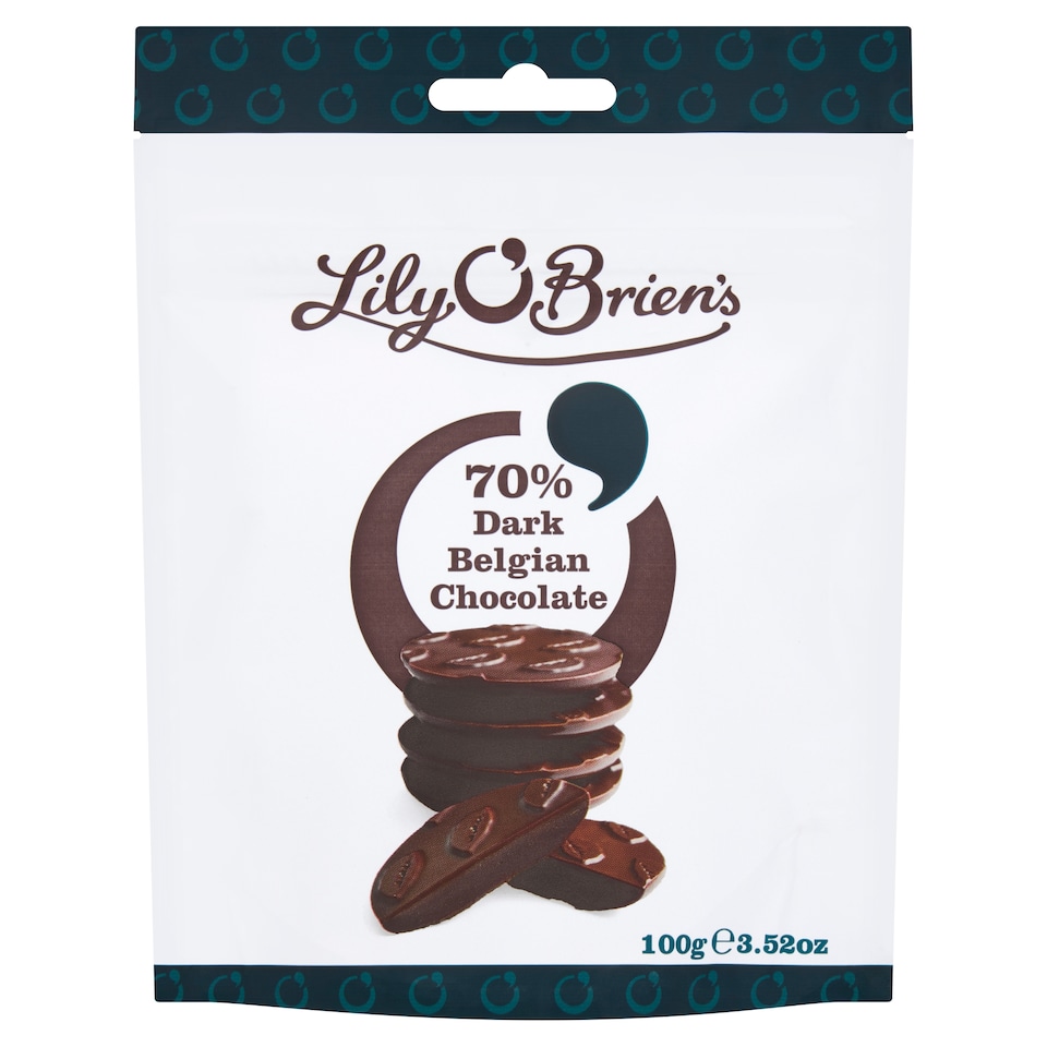 Lily O'Brien's 70% Dark Belgian Chocolate 100g Bag