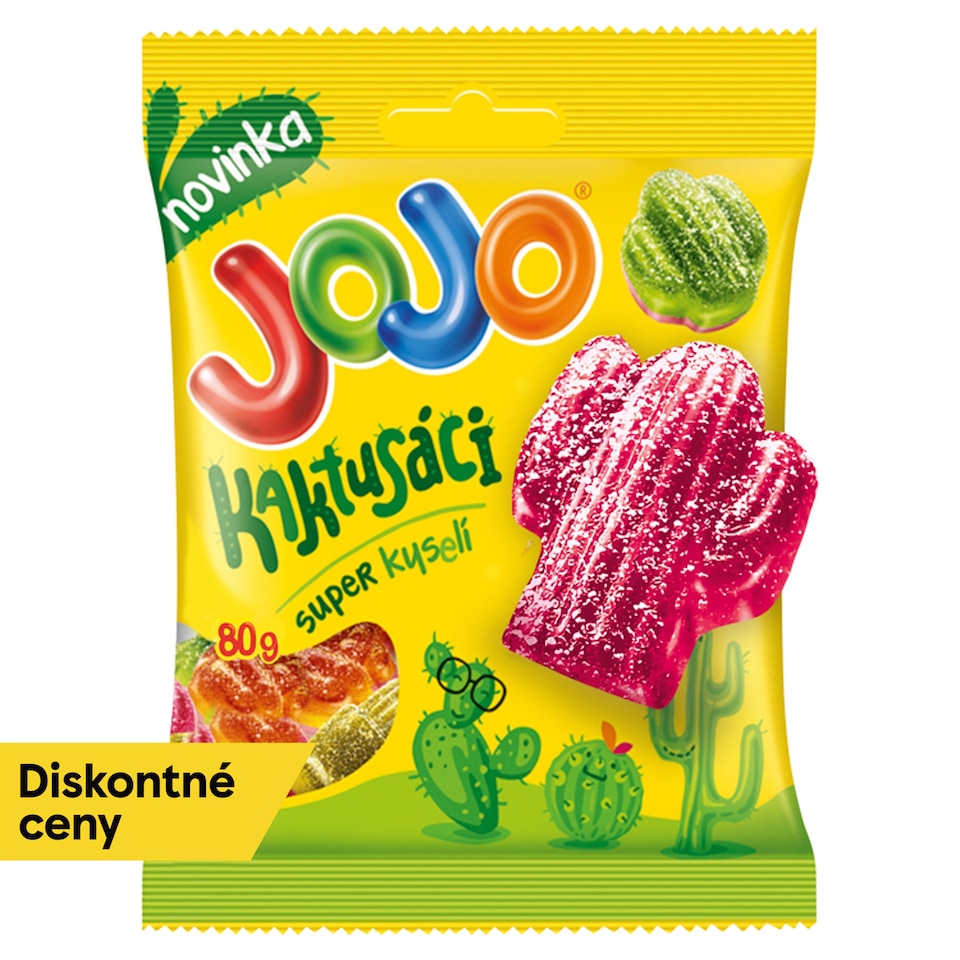 JOJO Cactuses Mix of Sour Jelly Candies with and without Filling, with Fruit Flavors 80 g