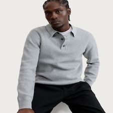 F&F Knitted Long Sleeved Polo Neck Jumper in Grey