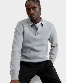 F&F Knitted Long Sleeved Polo Neck Jumper in Grey