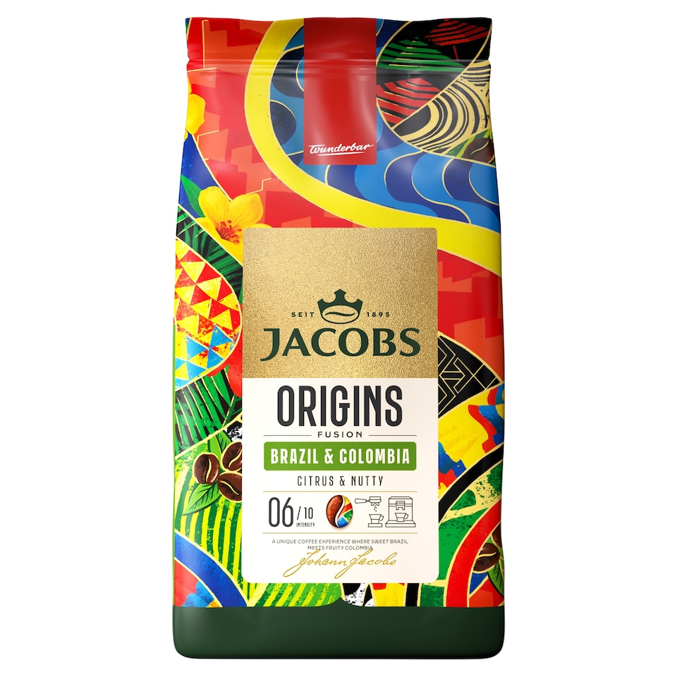 Jacobs Origins Fusion Brazil & Colombia káva pražená zrnková 1000g