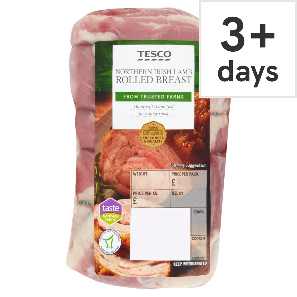 Tesco Northern Irish Lamb Rolled Breast 500g 1.5Kg Tesco Groceries