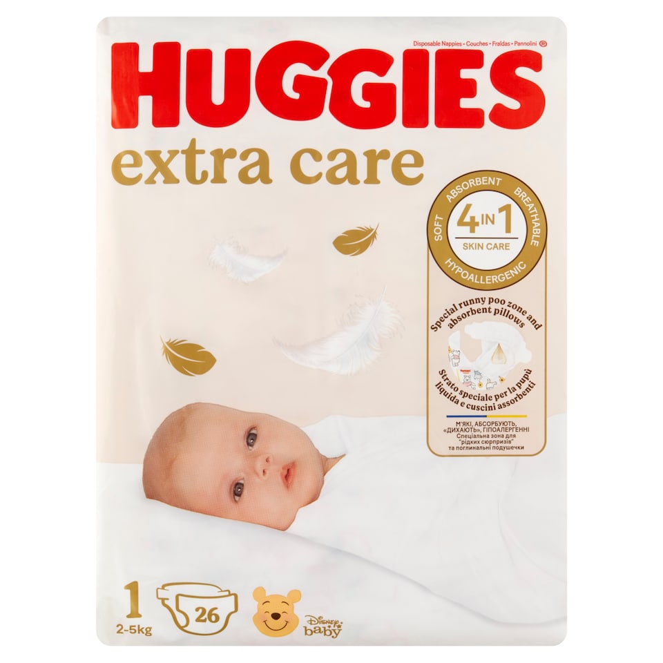 Huggies Extra Care 1, 2-5 kg, nadrágpelenka 26 db  1. kép