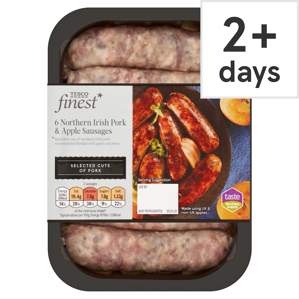 Ni Tesco Finest Pork & Apple Sausage 400G