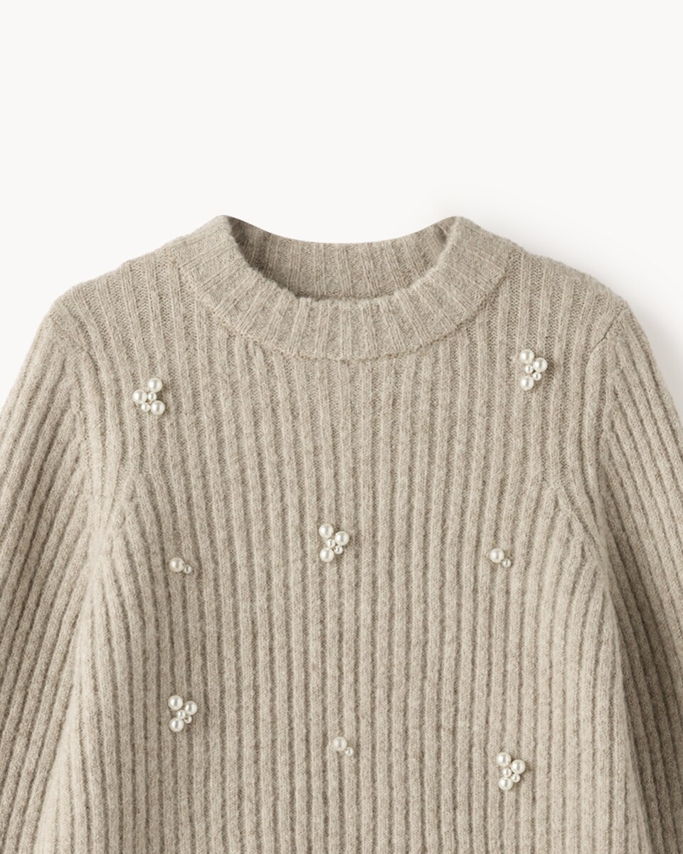 image 1 of F&F Girls Embellished Jumper and Skirt Set in Neutral