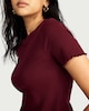 image 2 of F&F Cotton Rich Lettuce Hem T-Shirt in Burgundy