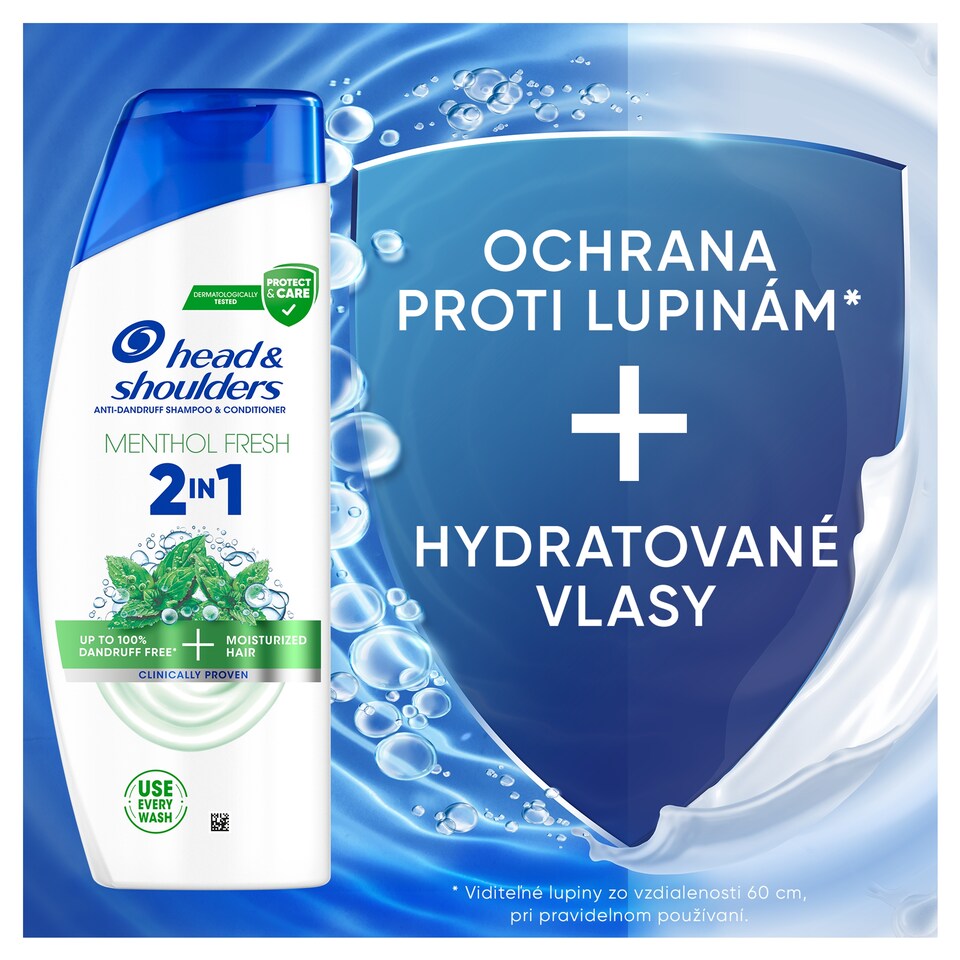 image 1 of Head & Shoulders Menthol Fresh 2in1 Anti Dandruff Shampoo 330ml. Refreshing Menthol Scent