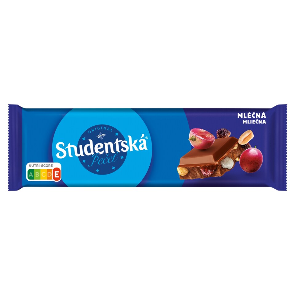 ORION ŠTUDENTSKÁ PEČAŤ Milk Chocolate with Peanuts, Jelly and Raisins 250 g