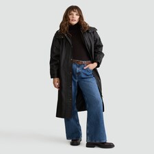 F&F Pure Cotton Waxed Collared Longline Coat in Brown