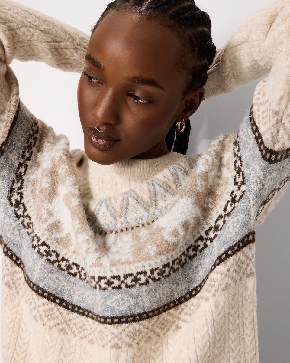image 1 of Christmas Fair Isle Matching Family Jumper in Neutral
