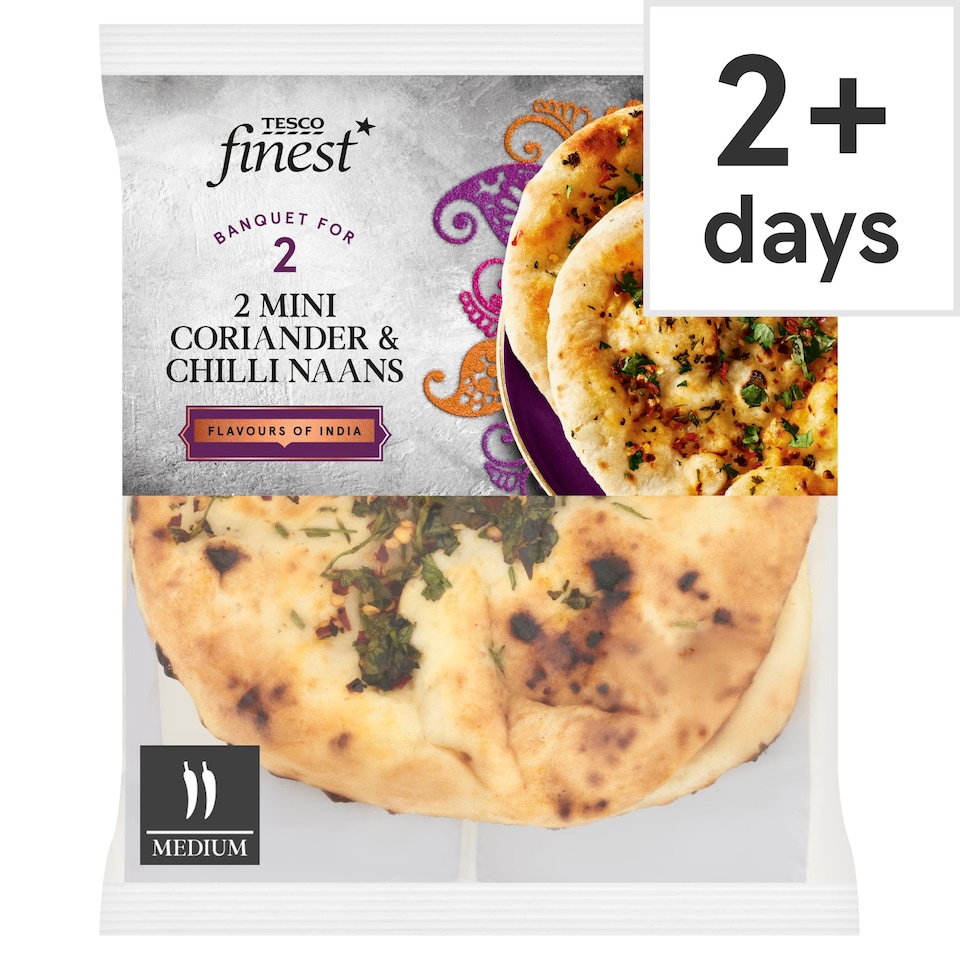 Tesco Finest 2 mini Chilli and Coriander Naans