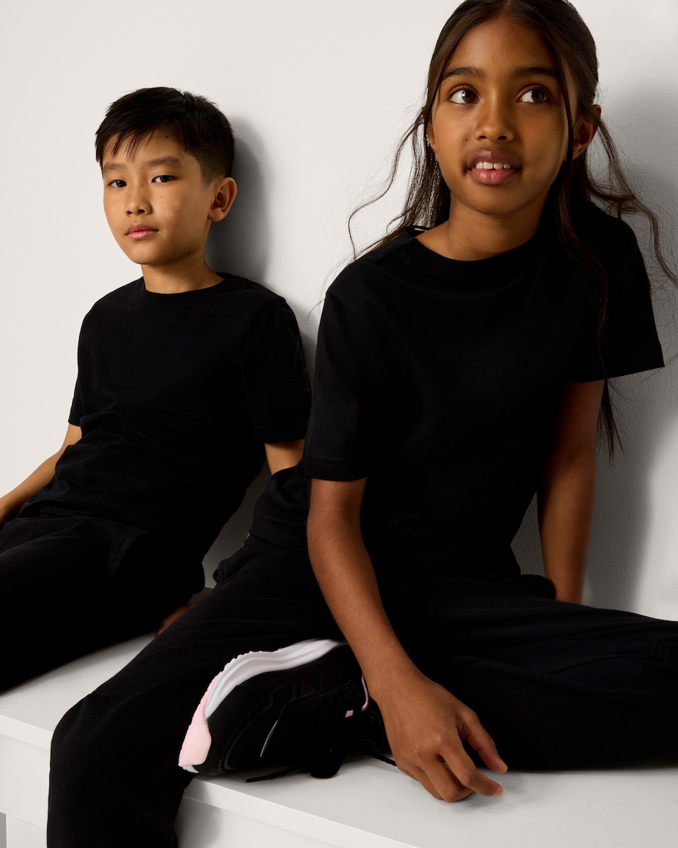 image 1 of F&F School Unisex 2-Pack Pure Cotton T-Shirts in Black