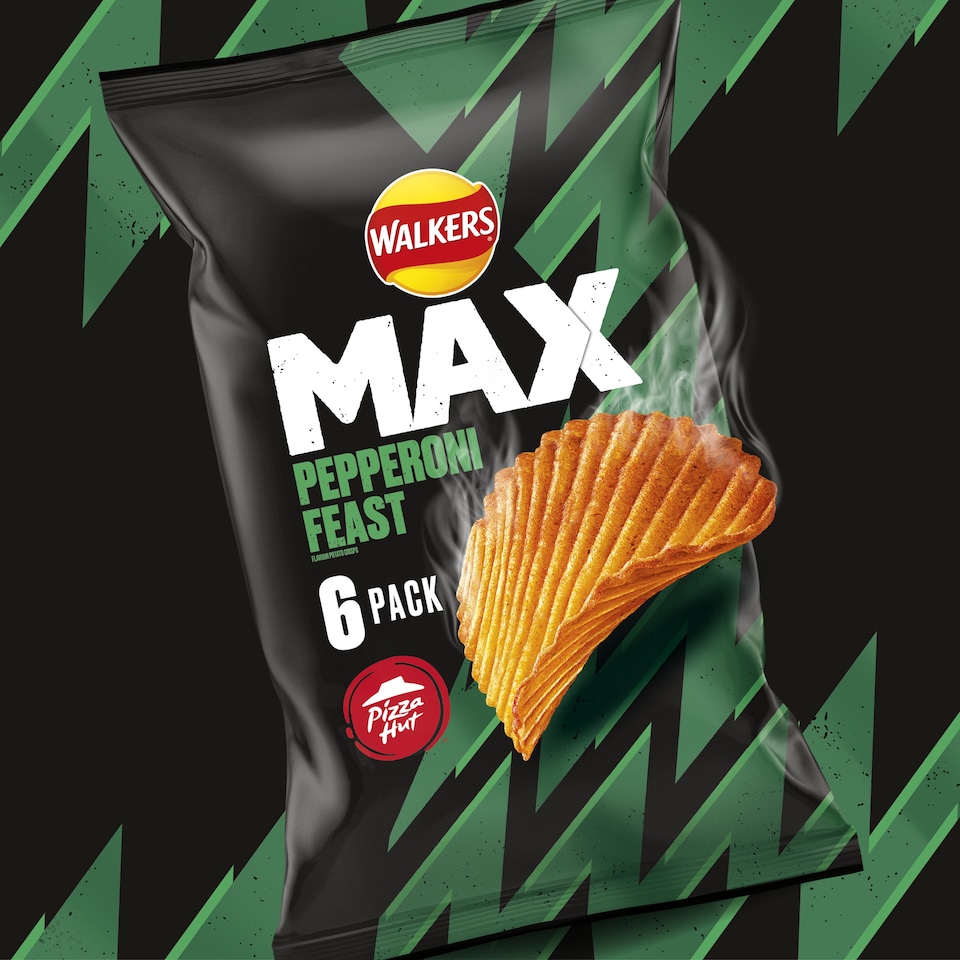 image 1 of Walkers Max Pizza Hut Pepperoni Feast Crisps 6 X 27G