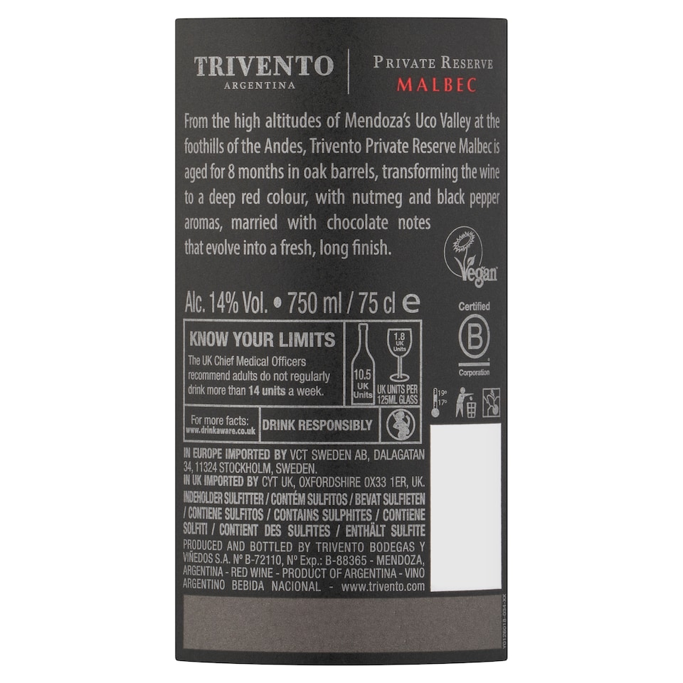 image 1 of Trivento Private Reserve Malbec 75Cl