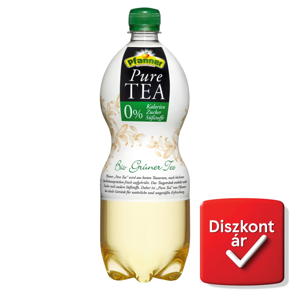 Pfanner Pure Tea bio zöldtea-üdítőital citromízesítéssel 1 l