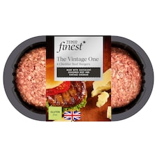 Tesco Finest 4 Vintage Cheddar Burgers 454G