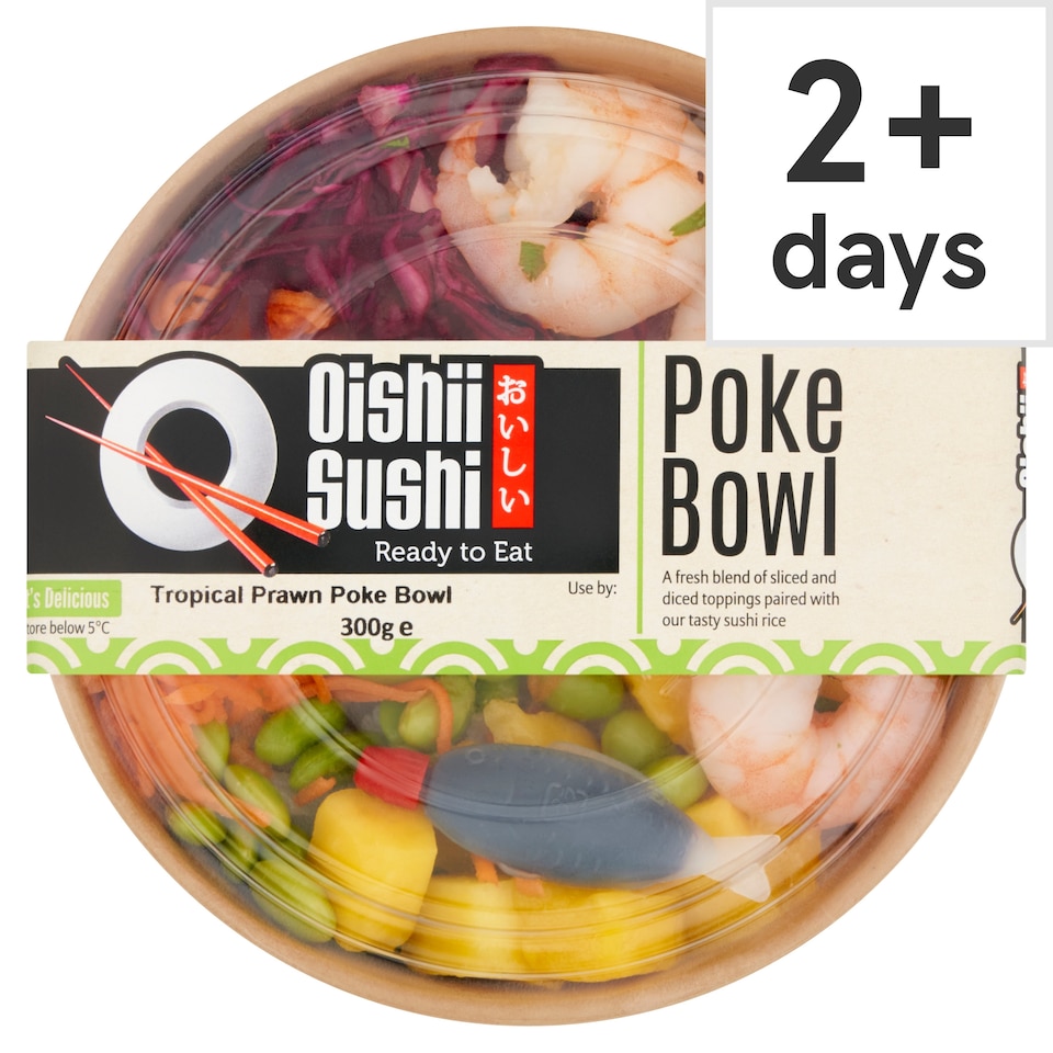 Oishii Sushi Ready to Eat Tropical Prawn Poke Bowl 300g