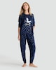 image 2 of Harry Potter Fleece Hedwig Star Print Pyjama Set in Navy