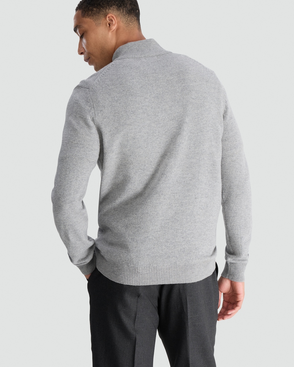 image 1 of F&F Lambswool Knitted Half Zip Jumper in Grey
