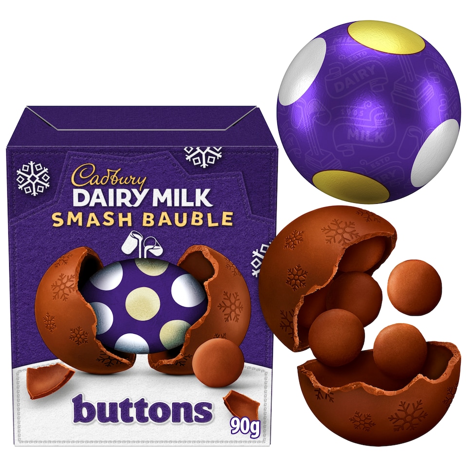 image 1 of  Cadbury Dairy Milk Smash Bauble Buttons 90G