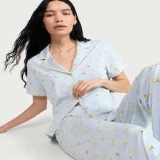 F&F Pure Cotton Lemon Print Pyjama Set in Multi Blue