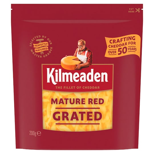 Kilmeaden Mature Red Cheddar Cheese Grated Bag 200G