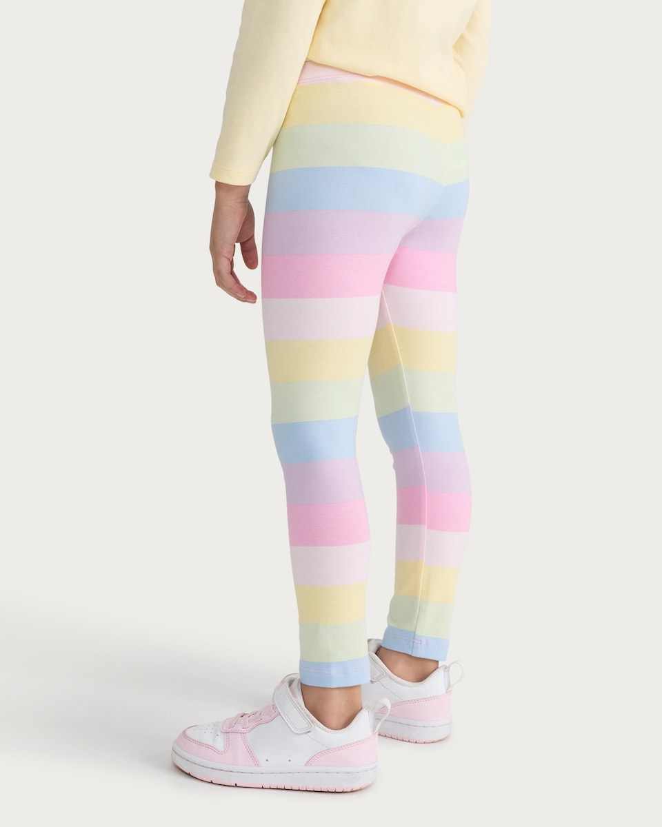 image 1 of F&F Girls 5-Pack Cotton Rich Printed Co-ord Leggings in Multi Pink