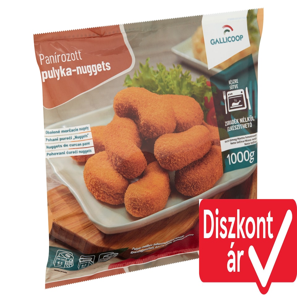 Gallicoop gyorsfagyasztott, panírozott pulyka-nuggets 1000 g