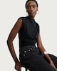 image 2 of F&F Polyamide Draped Ruched Sleeveless Top in Black