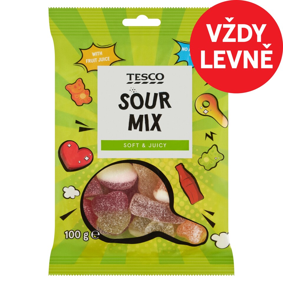 Tesco Jelly with Fruit Flavors with Sour Sugar Sprinkles 100g