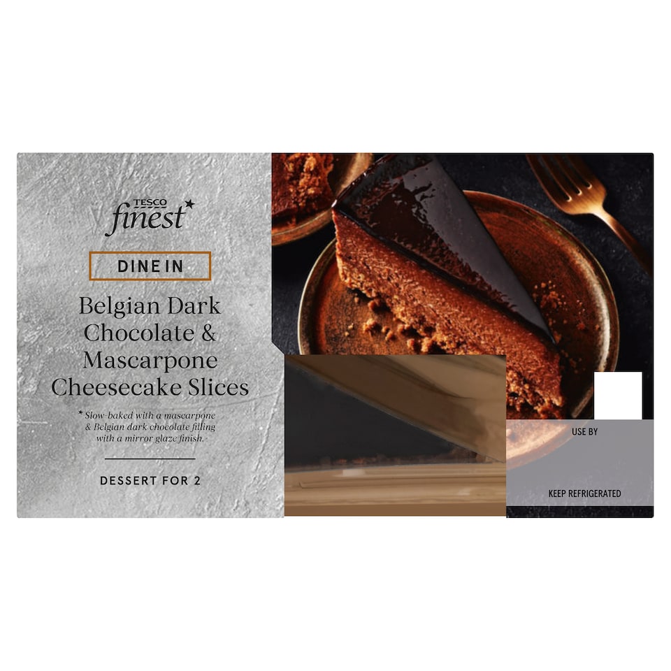 Tesco Finest Dark Chocolate Mirror Glaze Cheesecake Slices 180g
