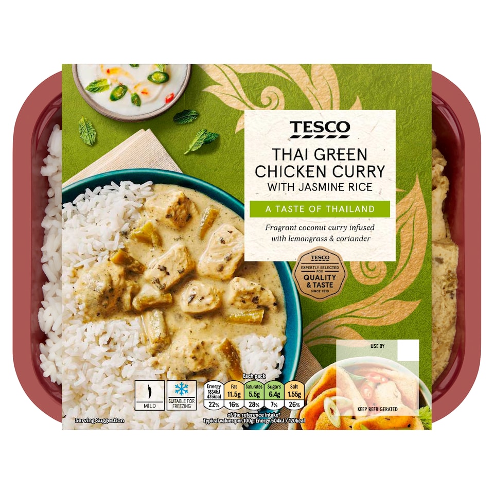 Tesco Thai Green Chicken Curry & Jasmine Rice 400G