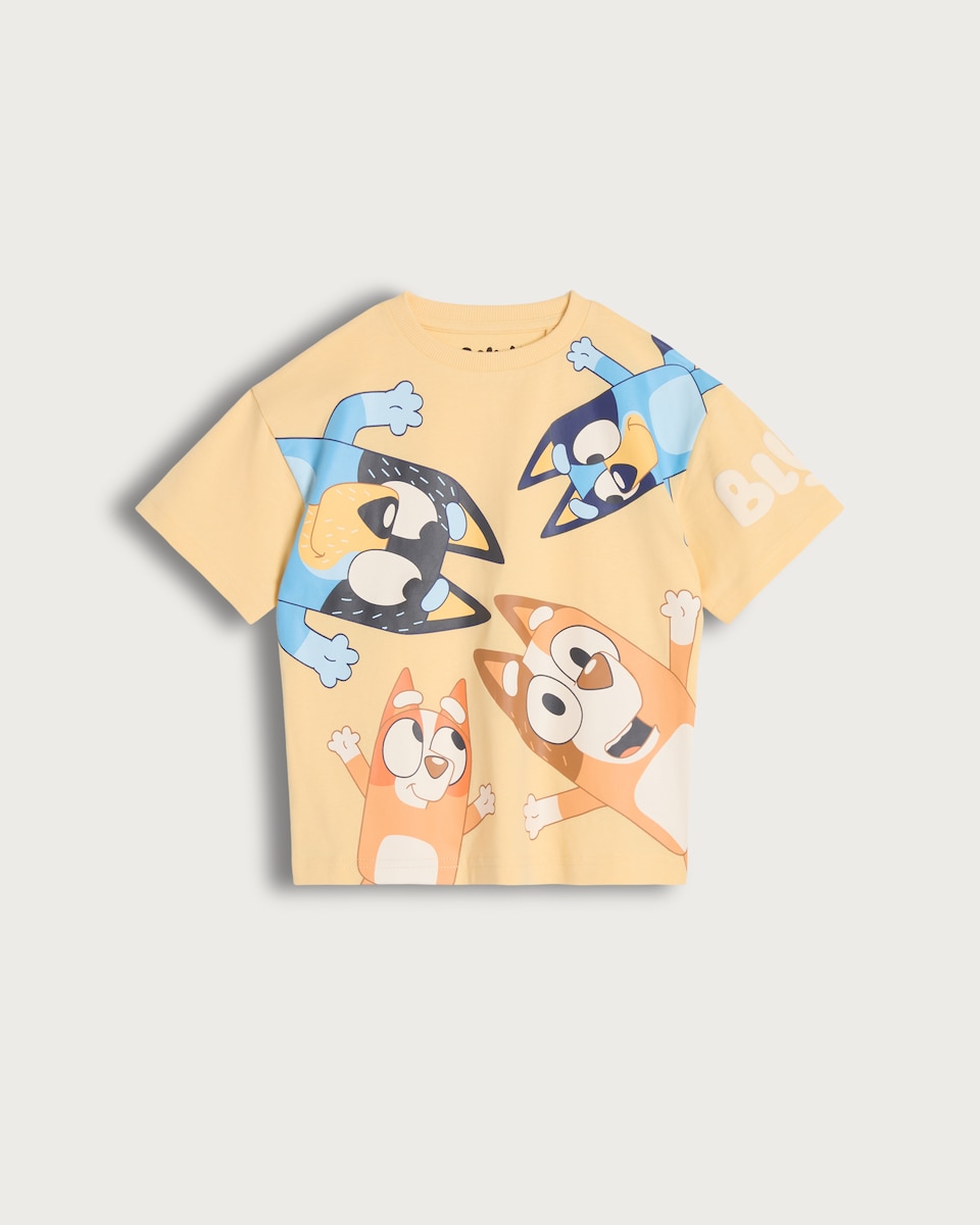 Bluey and Bingo Pure Cotton Short Sleeved T-Shirt in Yellow