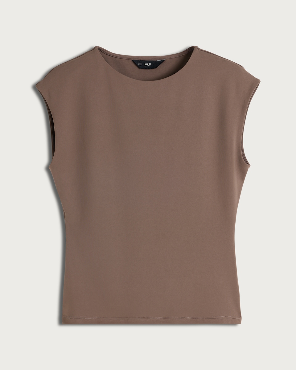 image 1 of F&F Polyamide Sleeveless Top in Chocolate