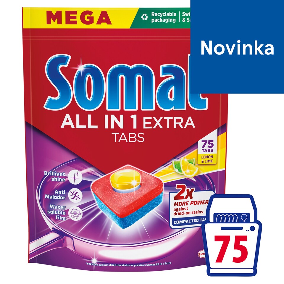 Somat All in 1 Extra Dishwasher Tablets Lemon & Lime 75 pcs 1125 g