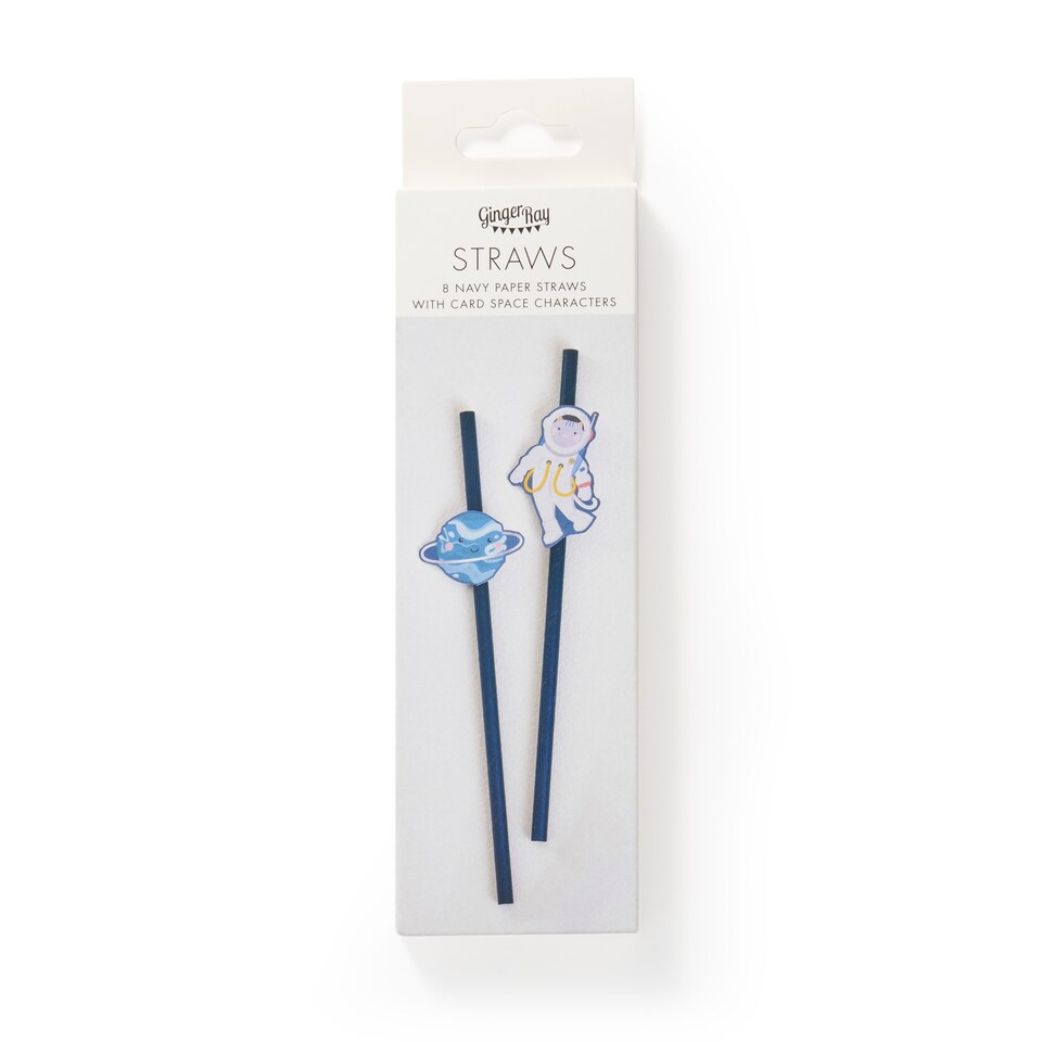 image 1 of Ginger Ray Happy Space Planet Paper straws 8PK